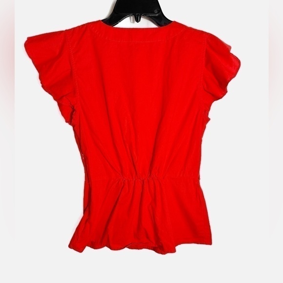 J. Crew J. Poplin Flutter Sleeve Wrap Top - Picture 3 of 5